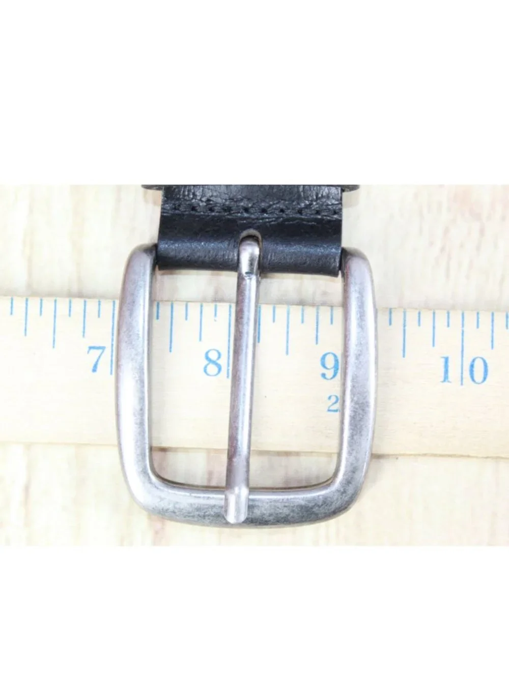 LL Bean Black Leather Stretch Belt Brass Buckle Chinos Casual UK Made Size 38